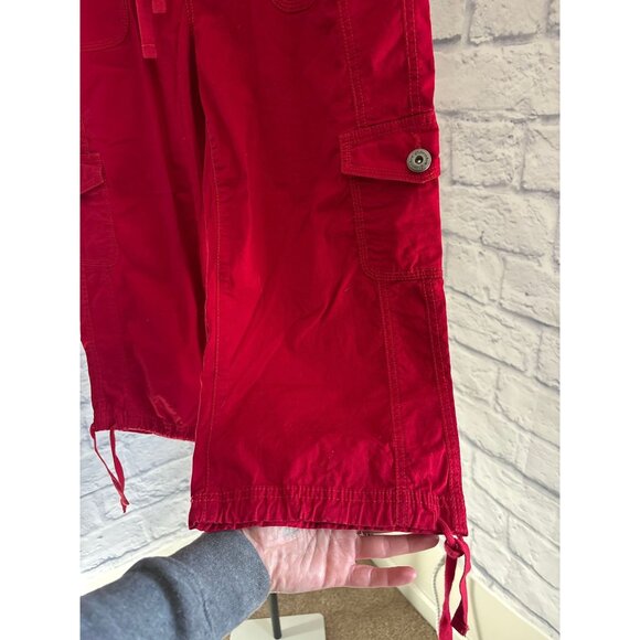 St Johns Bay Red Cargo Capri Pants With Drawstring Hem & Pockets - Picture 5 of 6